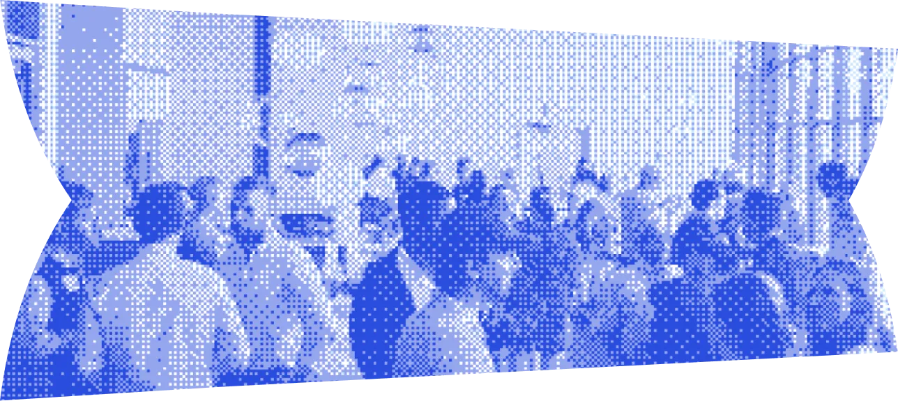 Crowd background ribbon shape